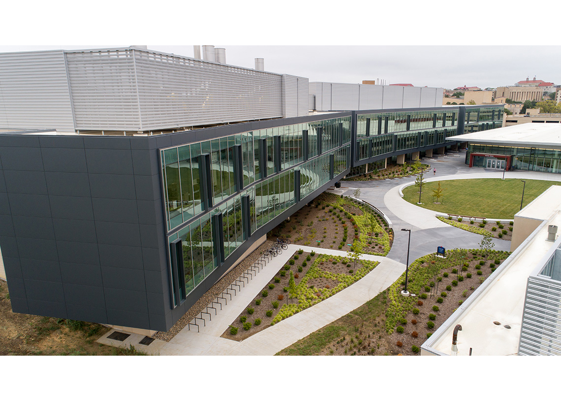 Outside aerial view of Gray-Little Hall